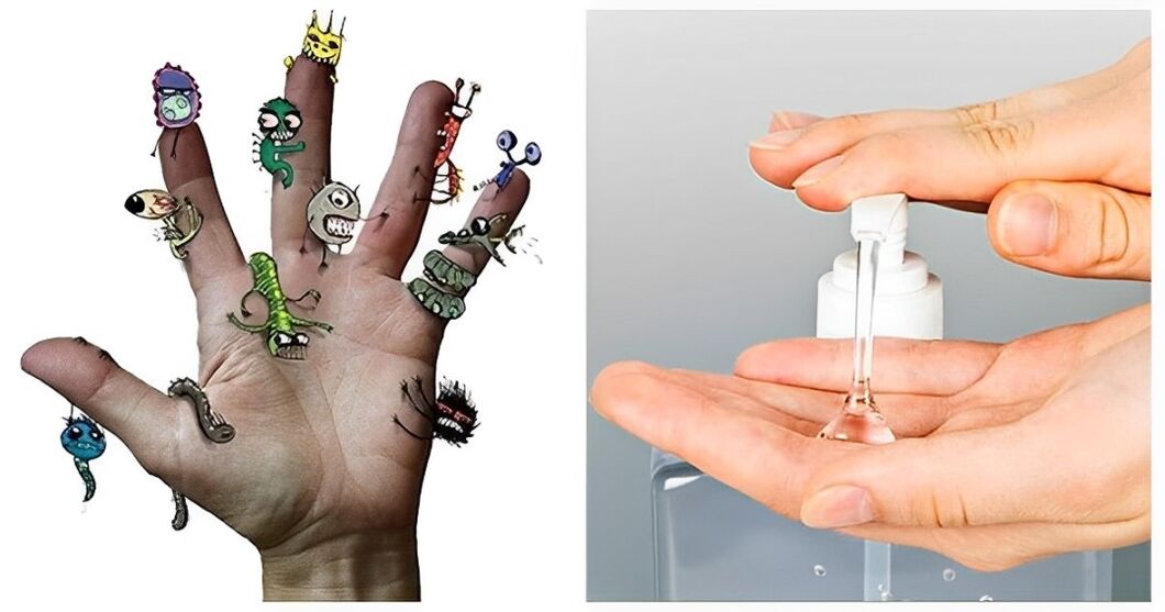 varietate de bacterii de pe mâini